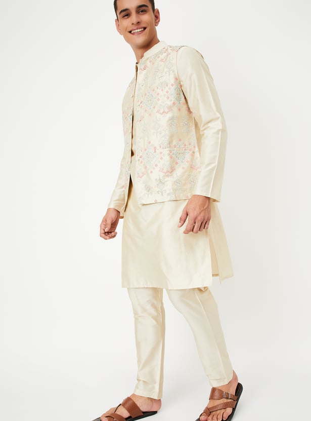 Men Solid Kurta Set with Nehru Jacket