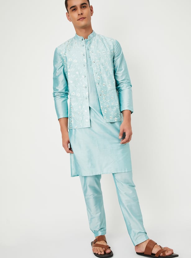 Men Solid Kurta Set with Nehru Jacket