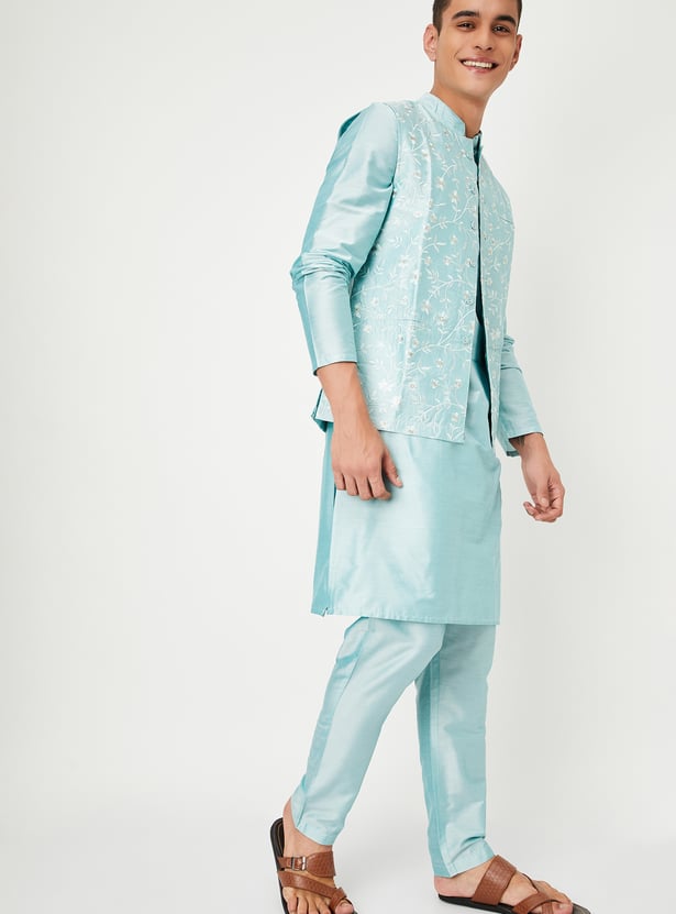 Men Solid Kurta Set with Nehru Jacket