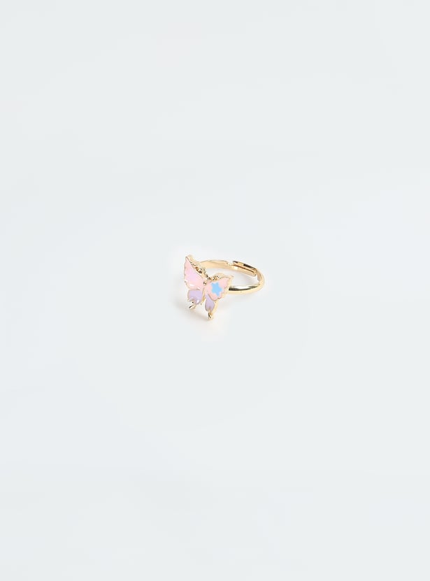 Girls Butterfly Necklace Set with Ring