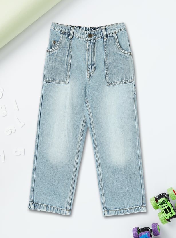 Boys Loose Fit Washed Jeans