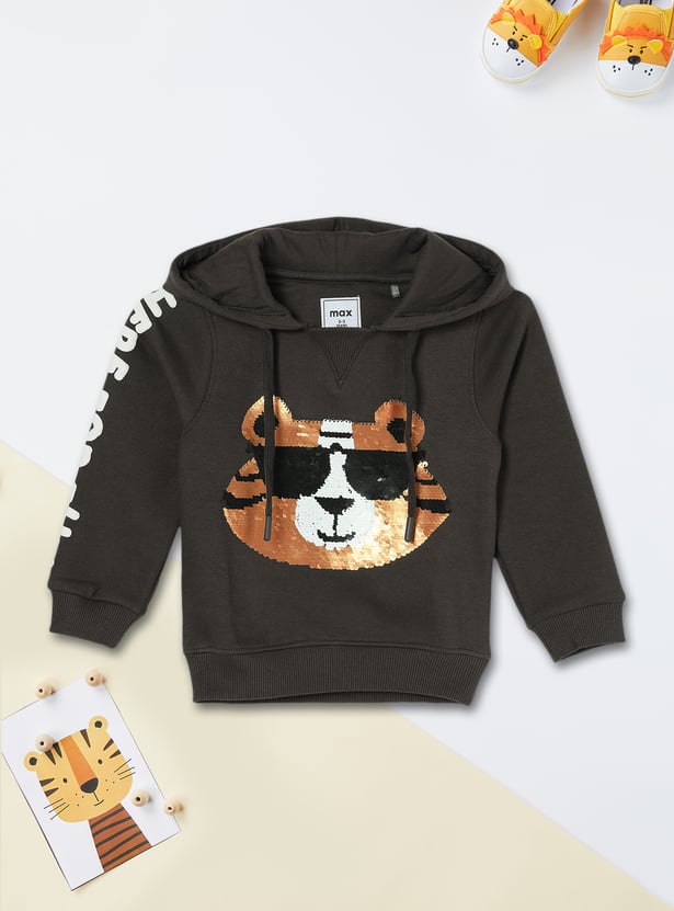 Boys Sequinned Hooded Sweatshirt