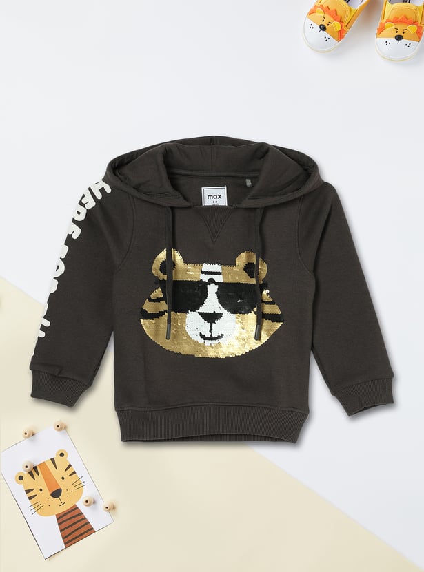 Boys Sequinned Hooded Sweatshirt