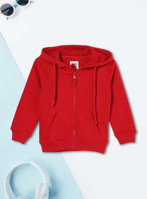 Boys Solid Hooded Sweatshirt