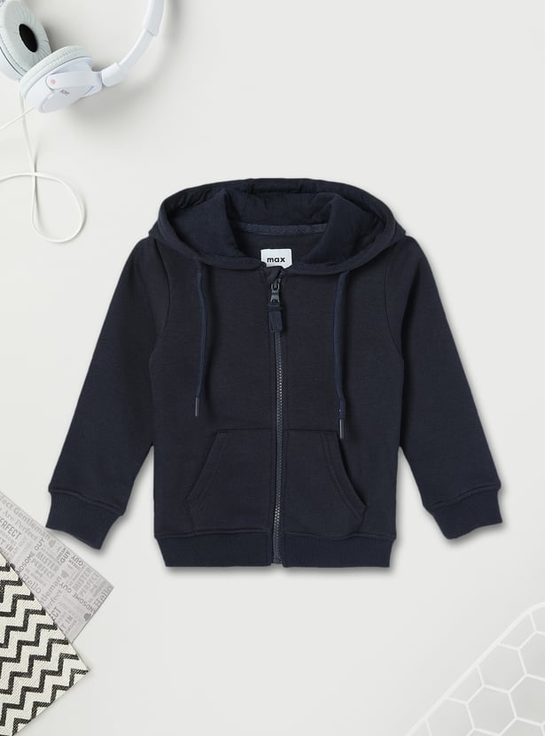 Boys Solid Hooded Sweatshirt