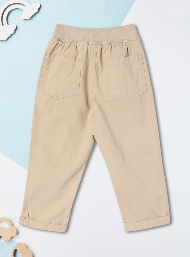 Boys Solid Trousers with Zip Pockets
