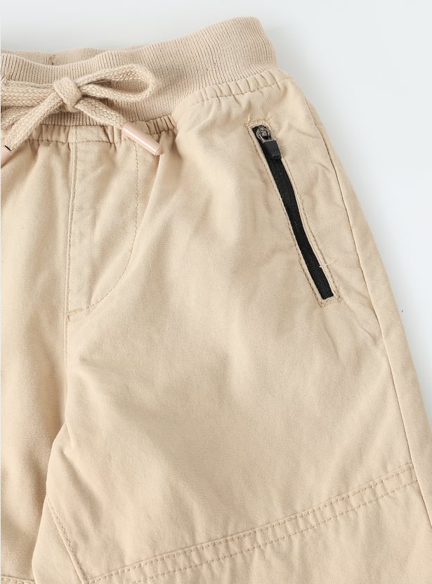 Boys Solid Trousers with Zip Pockets