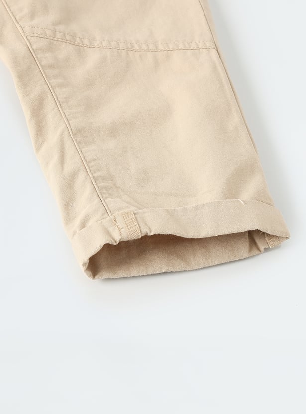 Boys Solid Trousers with Zip Pockets