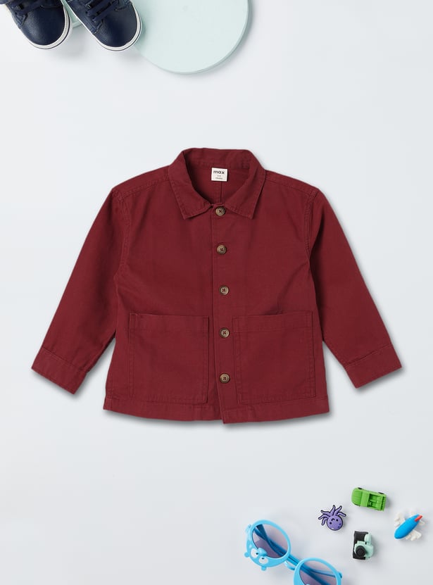 Boys Solid Shirt with Double Patch Pockets