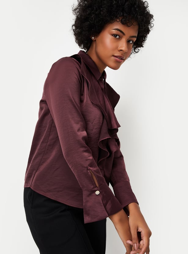 Kalki x Max Women Solid Ruffle Blouse