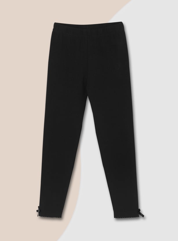 Girls Solid Full-Length Leggings - Pack of 3