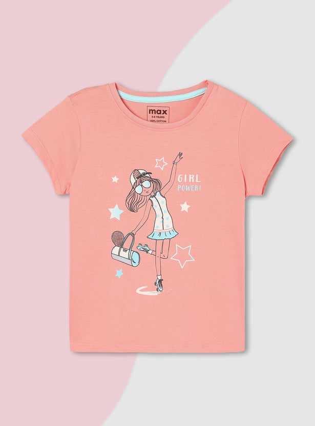 Girls Graphic Printed T-shirt - Pack of 5