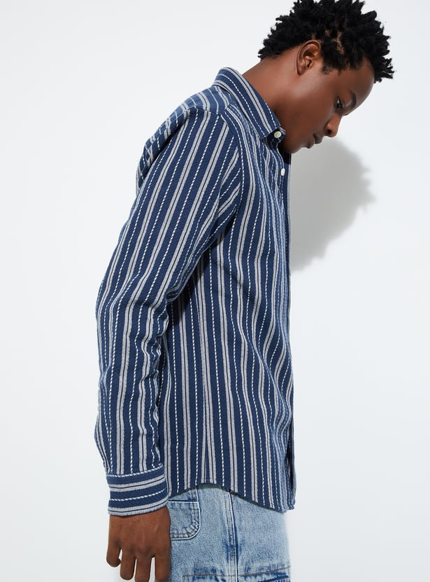 URB_N Men Regular Fit Striped Casual Shirt