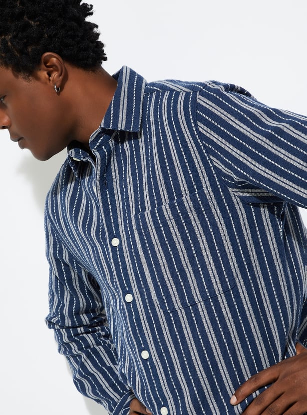 URB_N Men Regular Fit Striped Casual Shirt