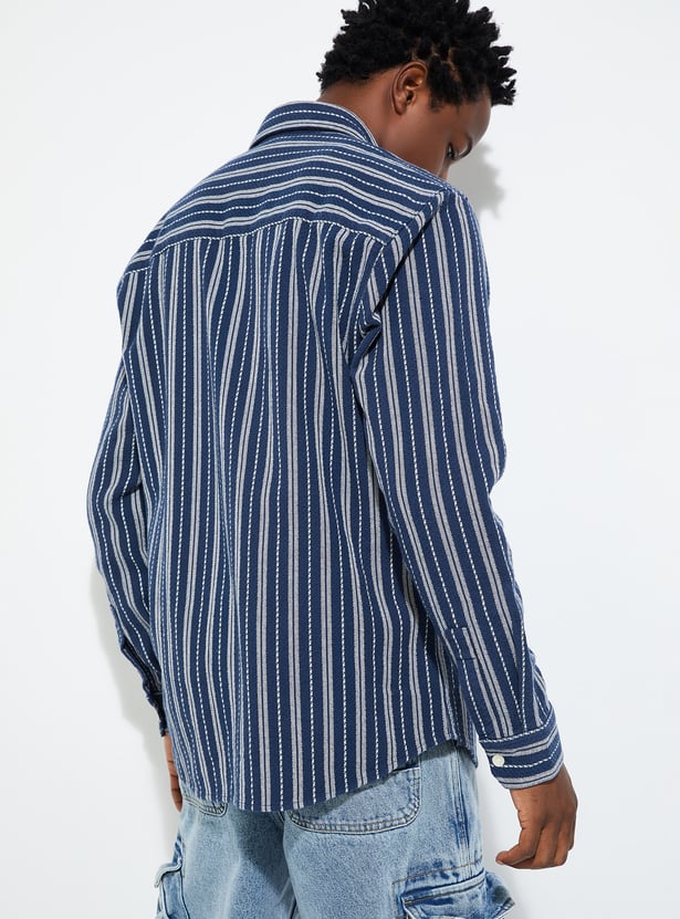 URB_N Men Regular Fit Striped Casual Shirt