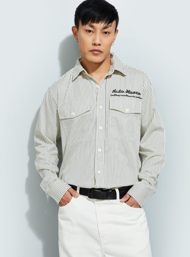 URB_N Men Relaxed Fit Striped Casual Shirt