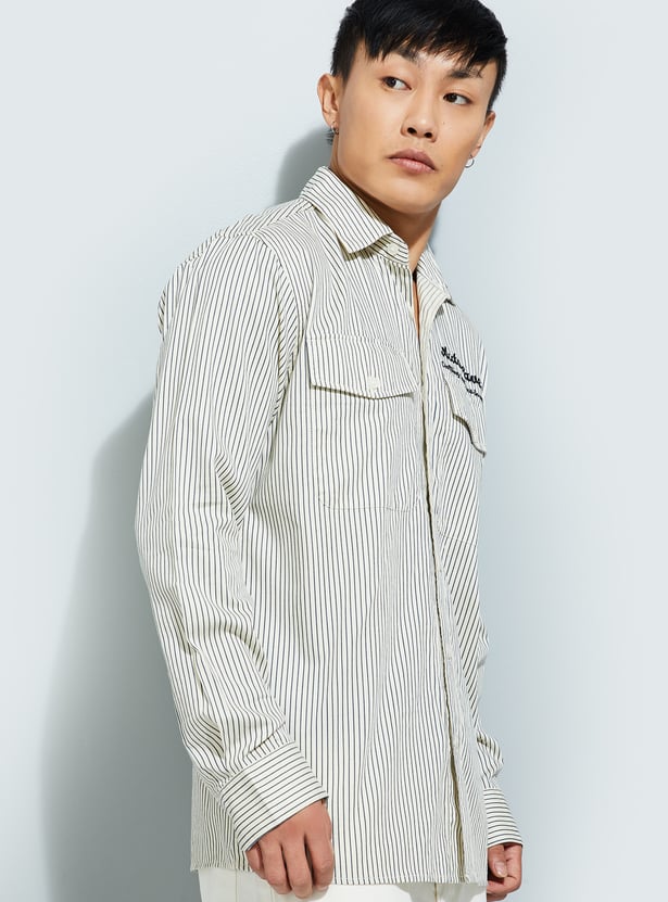 URB_N Men Relaxed Fit Striped Casual Shirt