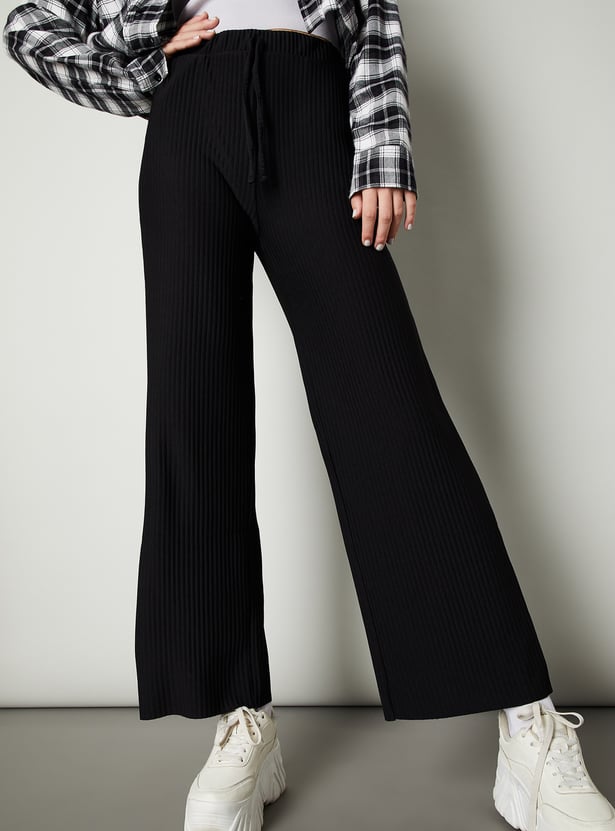 Women Ribbed Wide Leg Trousers