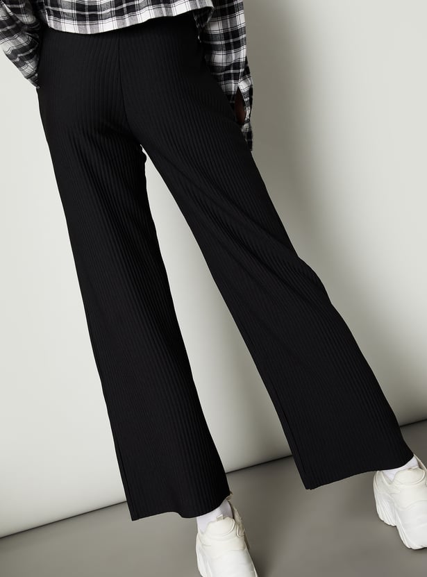 Women Ribbed Wide Leg Trousers