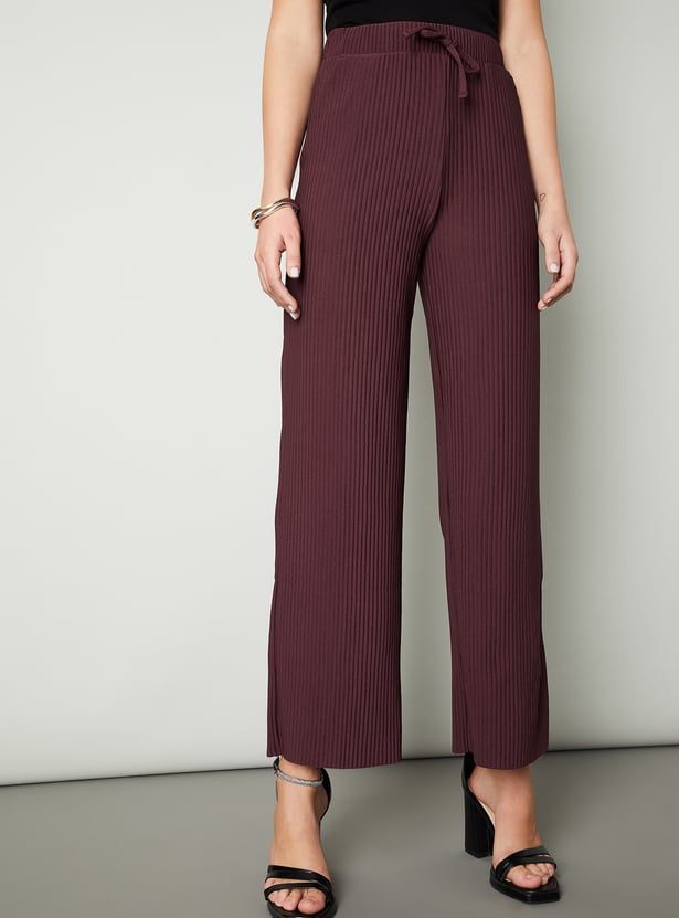 Women Ribbed Wide Leg Trousers