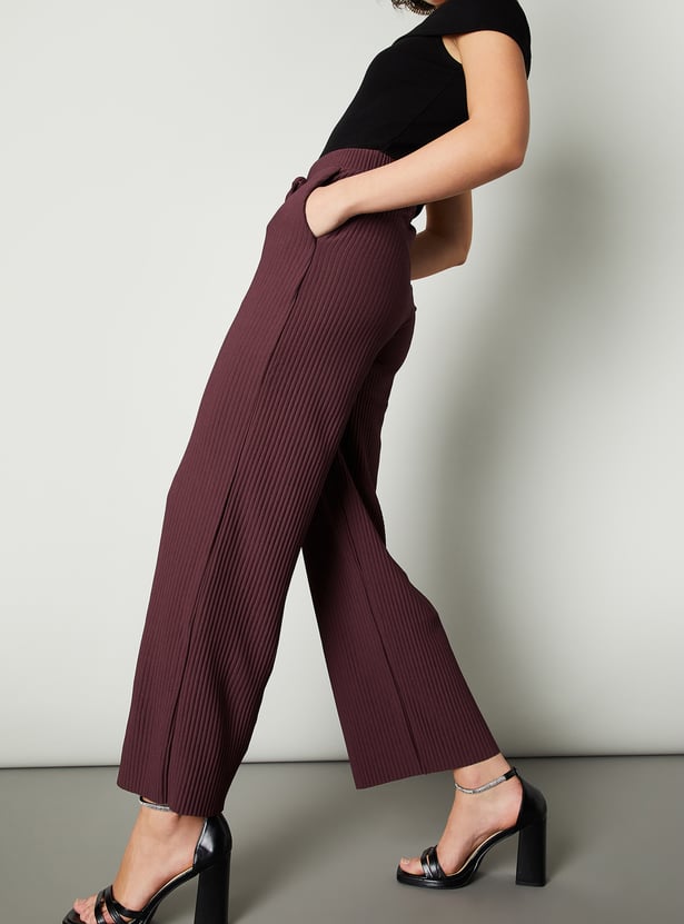 Women Ribbed Wide Leg Trousers