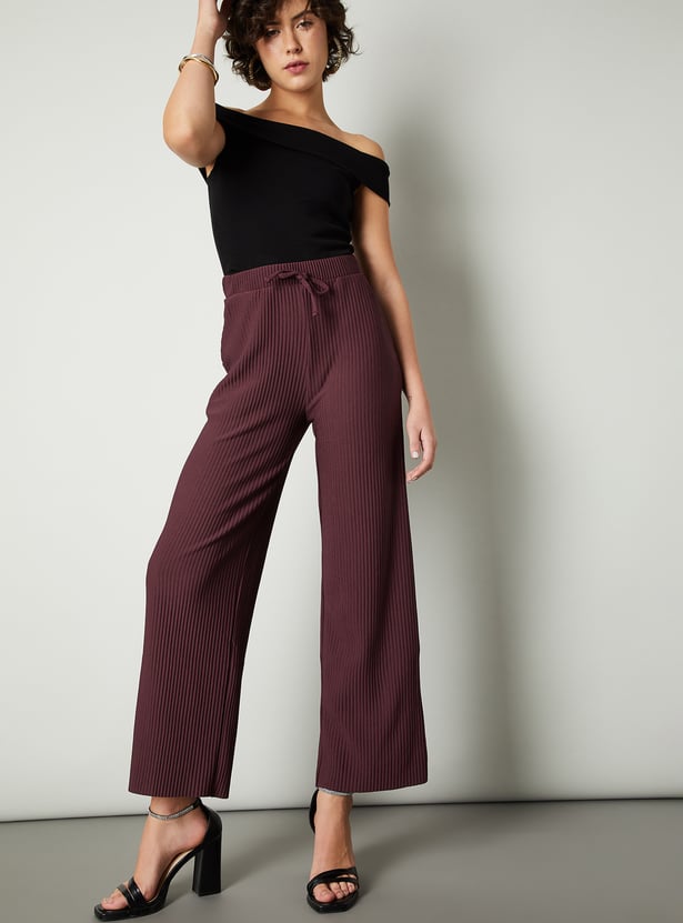 Women Ribbed Wide Leg Trousers