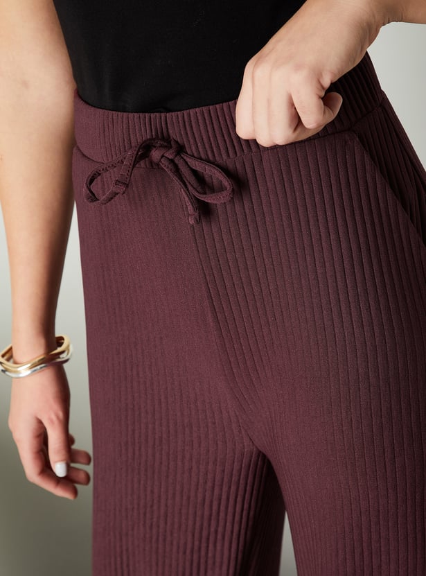 Women Ribbed Wide Leg Trousers