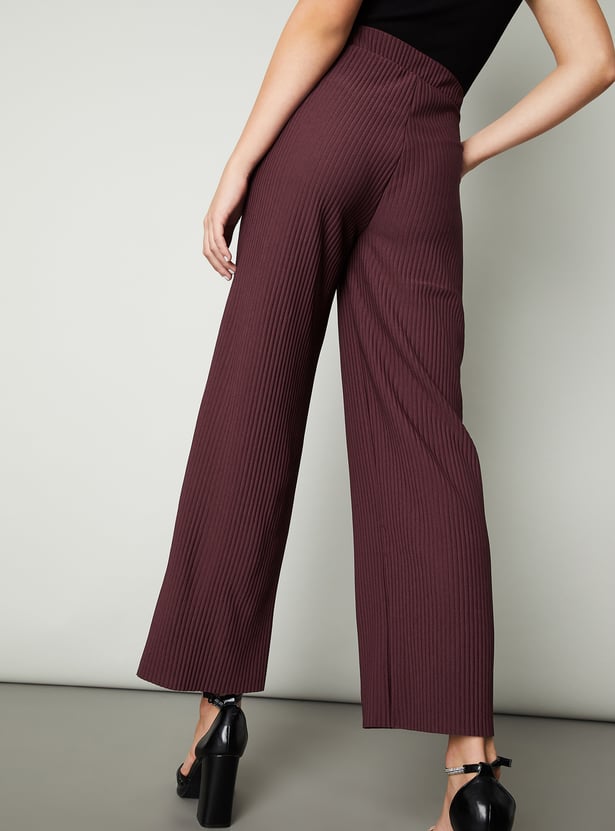 Women Ribbed Wide Leg Trousers