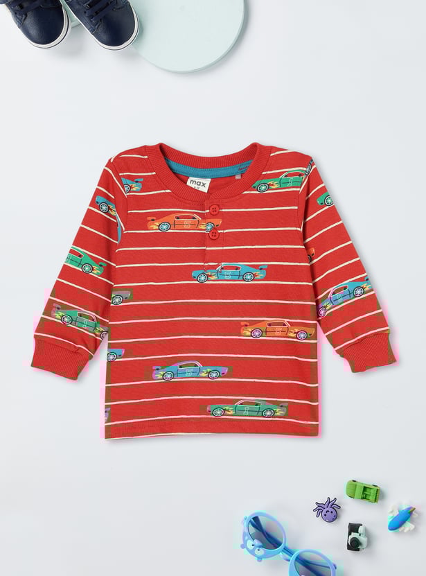 Boys Striped Henley Neck T-shirt