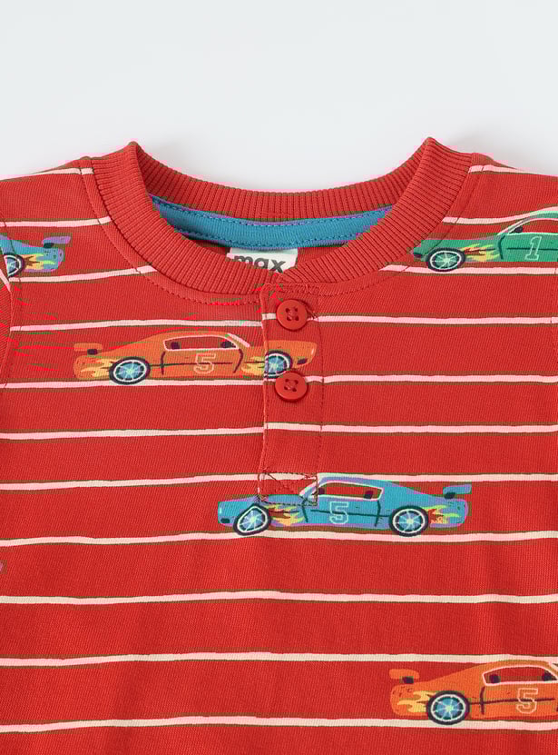 Boys Striped Henley Neck T-shirt