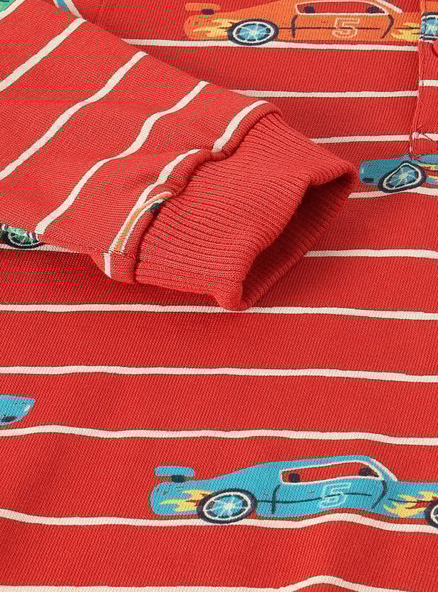 Boys Striped Henley Neck T-shirt