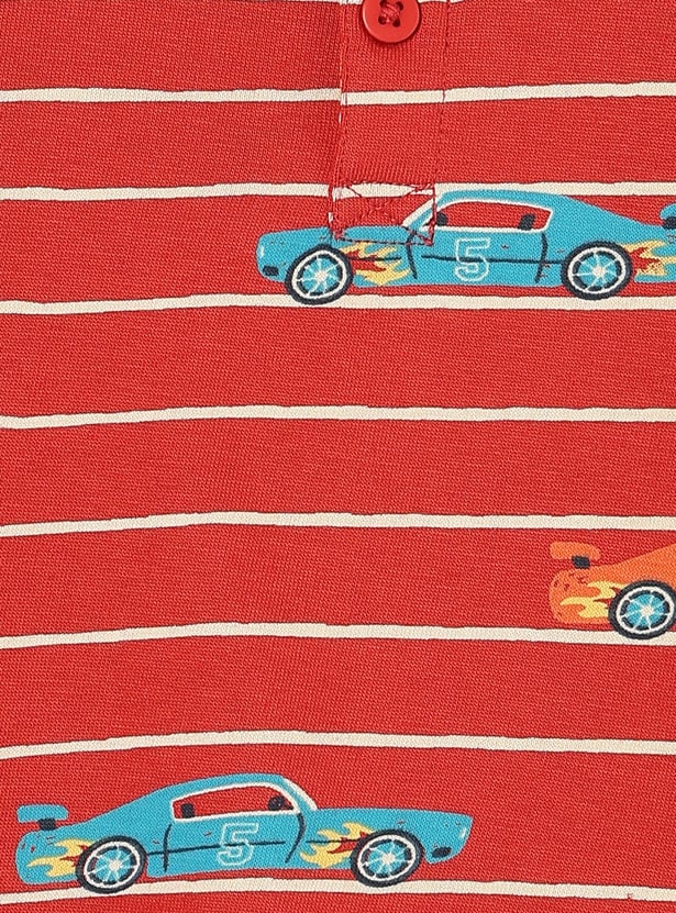 Boys Striped Henley Neck T-shirt