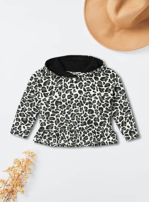 Girls Printed Hooded T-shirt