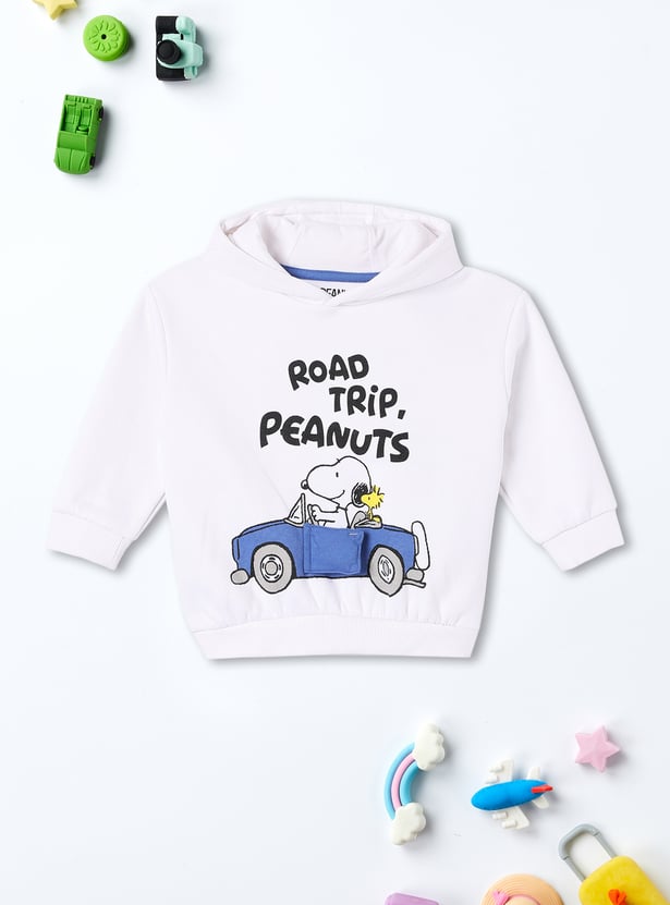 Boys Snoopy Print Hooded Sweatshirt