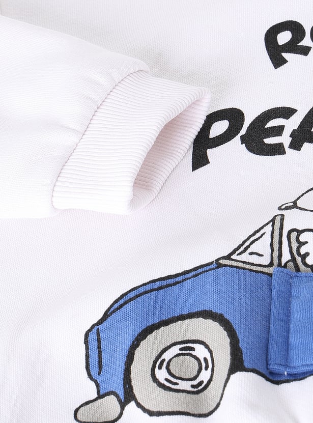 Boys Snoopy Print Hooded Sweatshirt