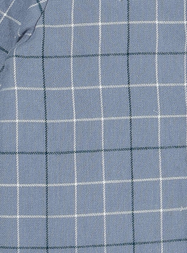 Girls Checked Peterpan Collar Top