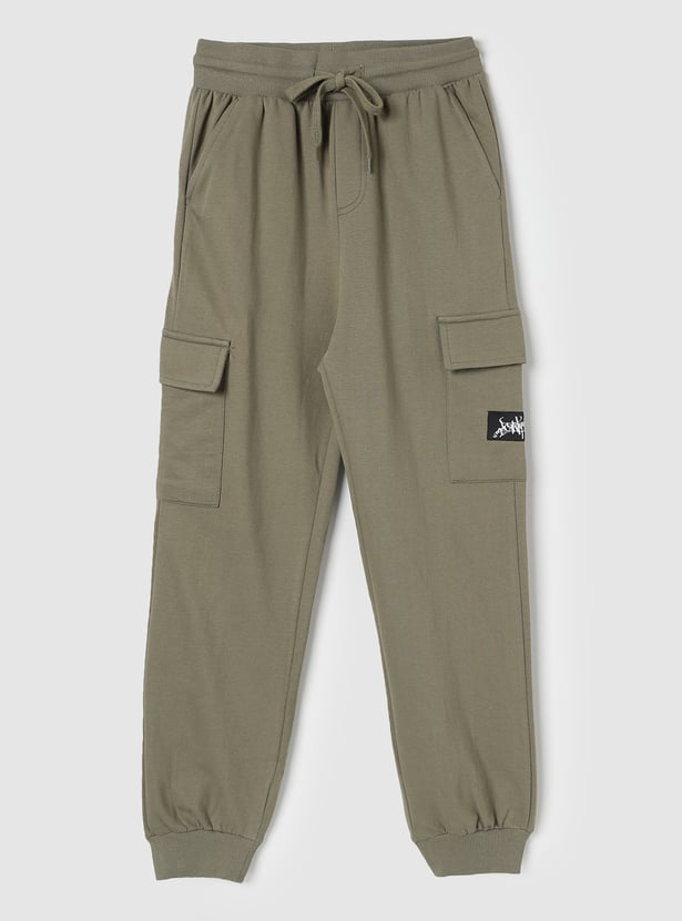 Nautinati Boys' 100% Cotton Woven Graphic Cargo Joggers