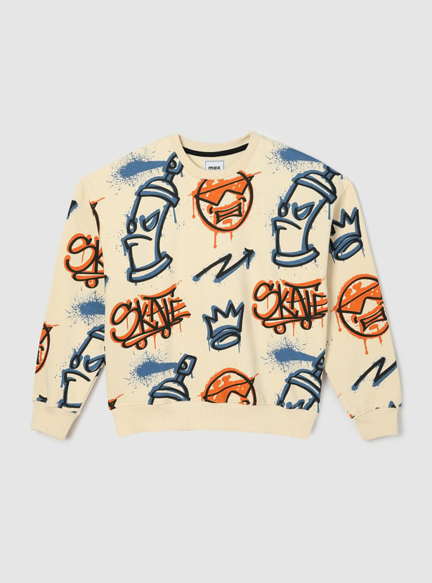 Boys Oversized Graffiti Printed Sweatshirt