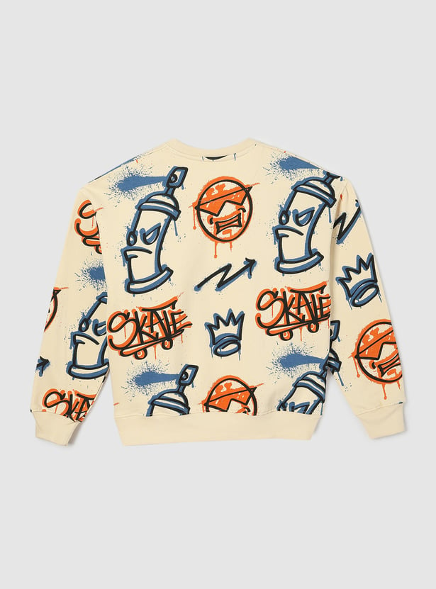 Boys Oversized Graffiti Printed Sweatshirt