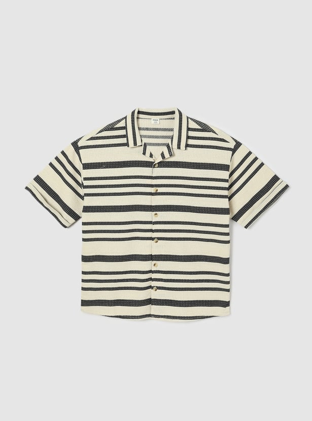 Boys Oversized Striped Resort Shirt