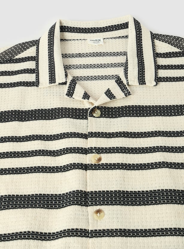 Boys Oversized Striped Resort Shirt