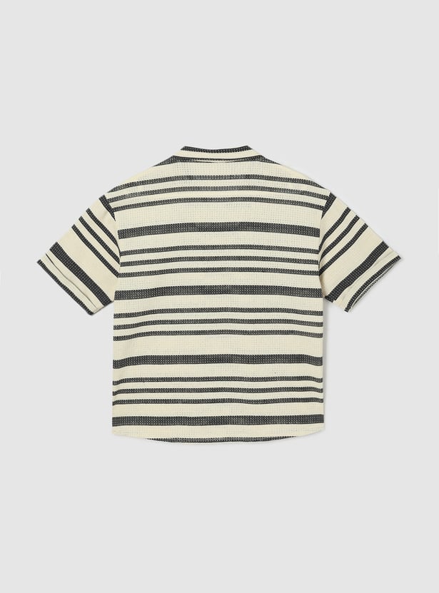 Boys Oversized Striped Resort Shirt