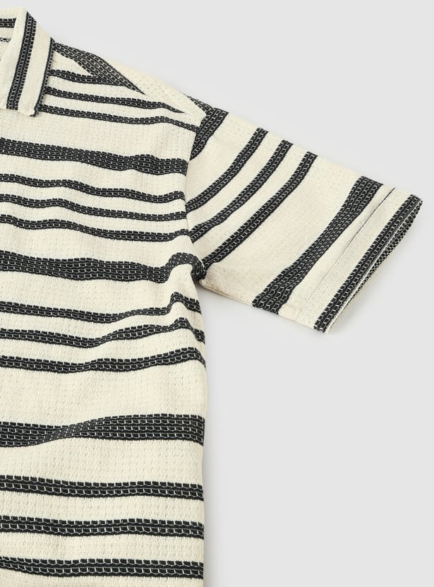 Boys Oversized Striped Resort Shirt