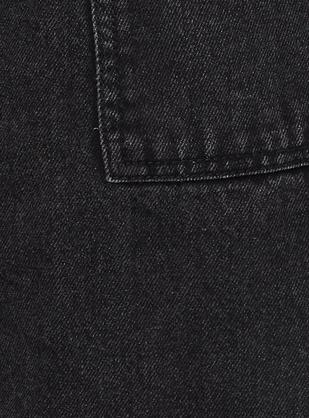 Girls Washed Wide Leg Belted Jeans