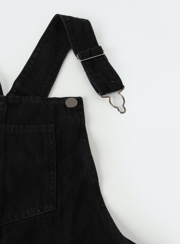 Buy Girls Solid Denim Pinafore Dress Online at just