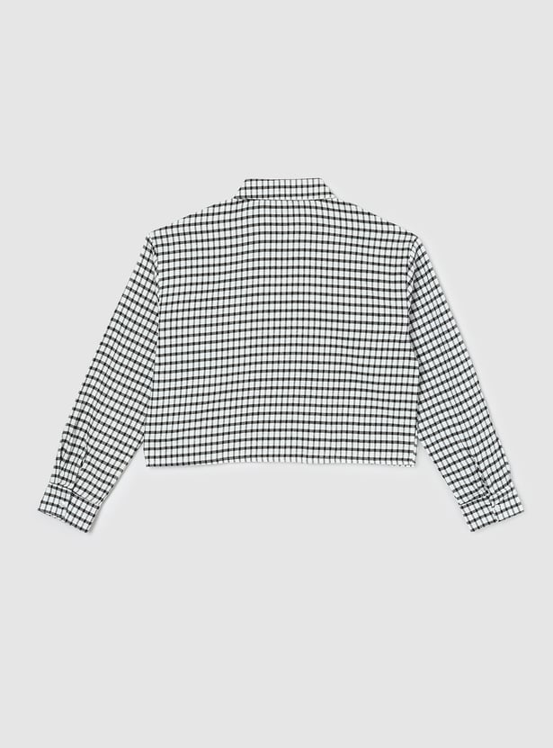 Girls Checked Cropped Shirt