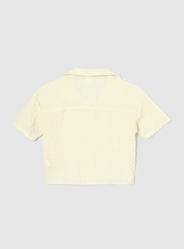 Girls Textured Cropped Shirt