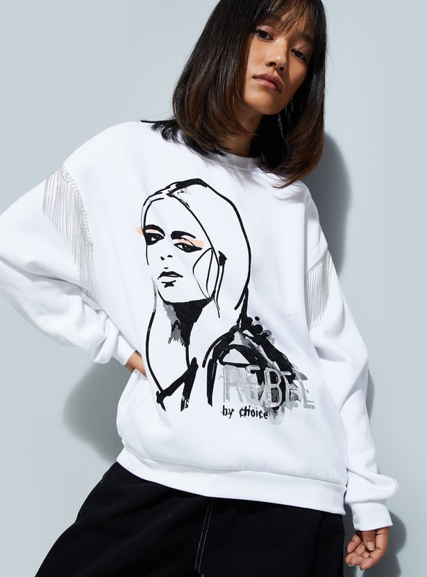 ALAYA F x URB_N Women Oversized Printed Sweatshirt