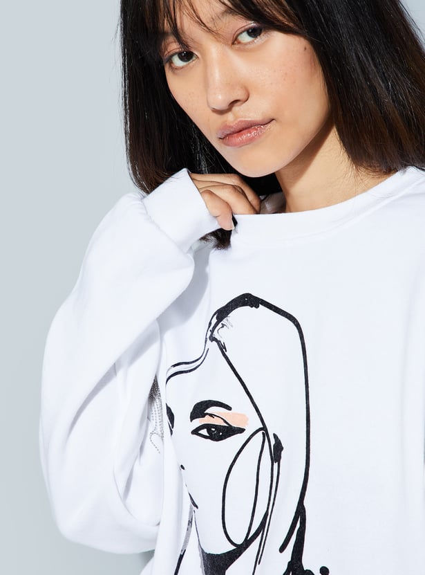 ALAYA F x URB_N Women Oversized Printed Sweatshirt