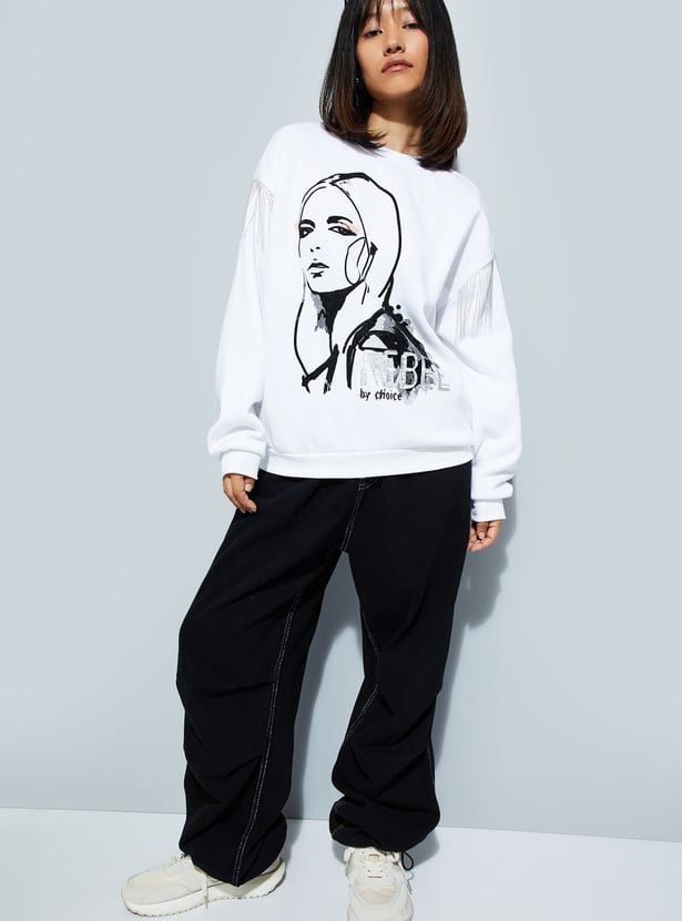 ALAYA F x URB_N Women Oversized Printed Sweatshirt